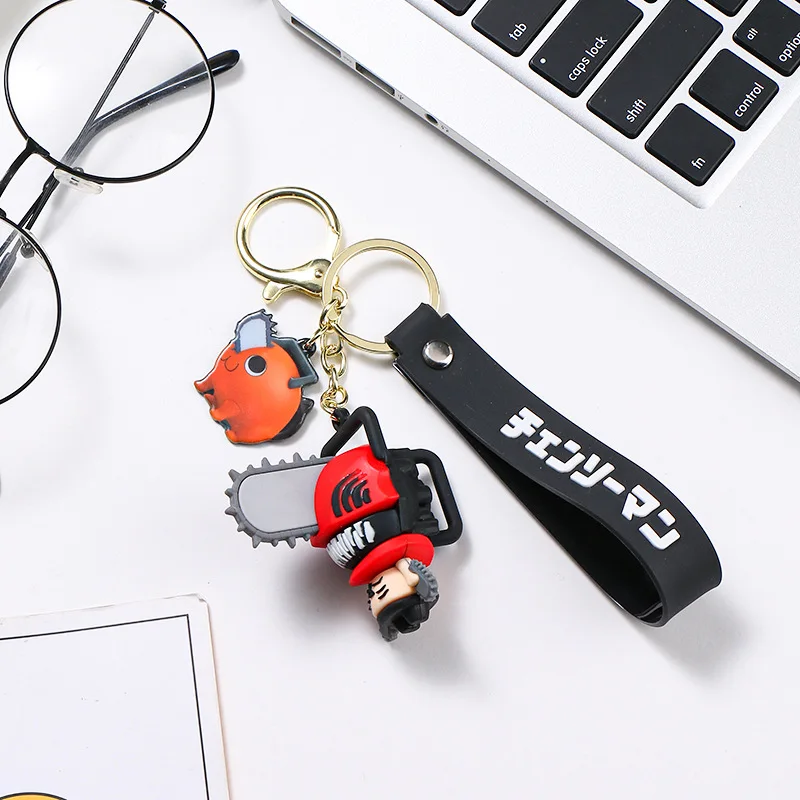 

Anime Chainsaw Man Keychain Very Cool Soft Rubber Denji Car Keyring Cute Pochita Key Chains Bag Pendant Key Holder Couple Toy