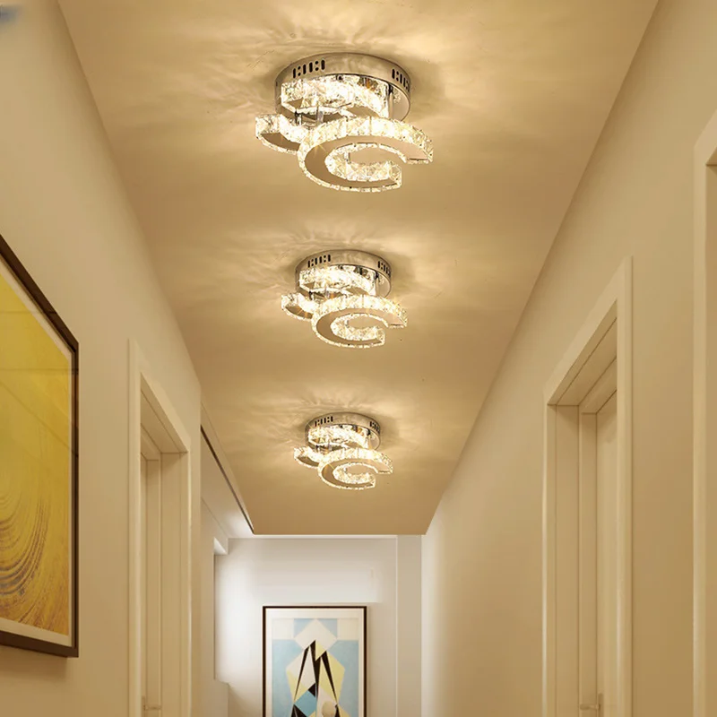 

Crystal Led Ceiling Lamps Aisle Indoor Lighting Nordic Corridor Stairs Bedroom Ceiling Lamps Modern Chandeliers Home Room Decor