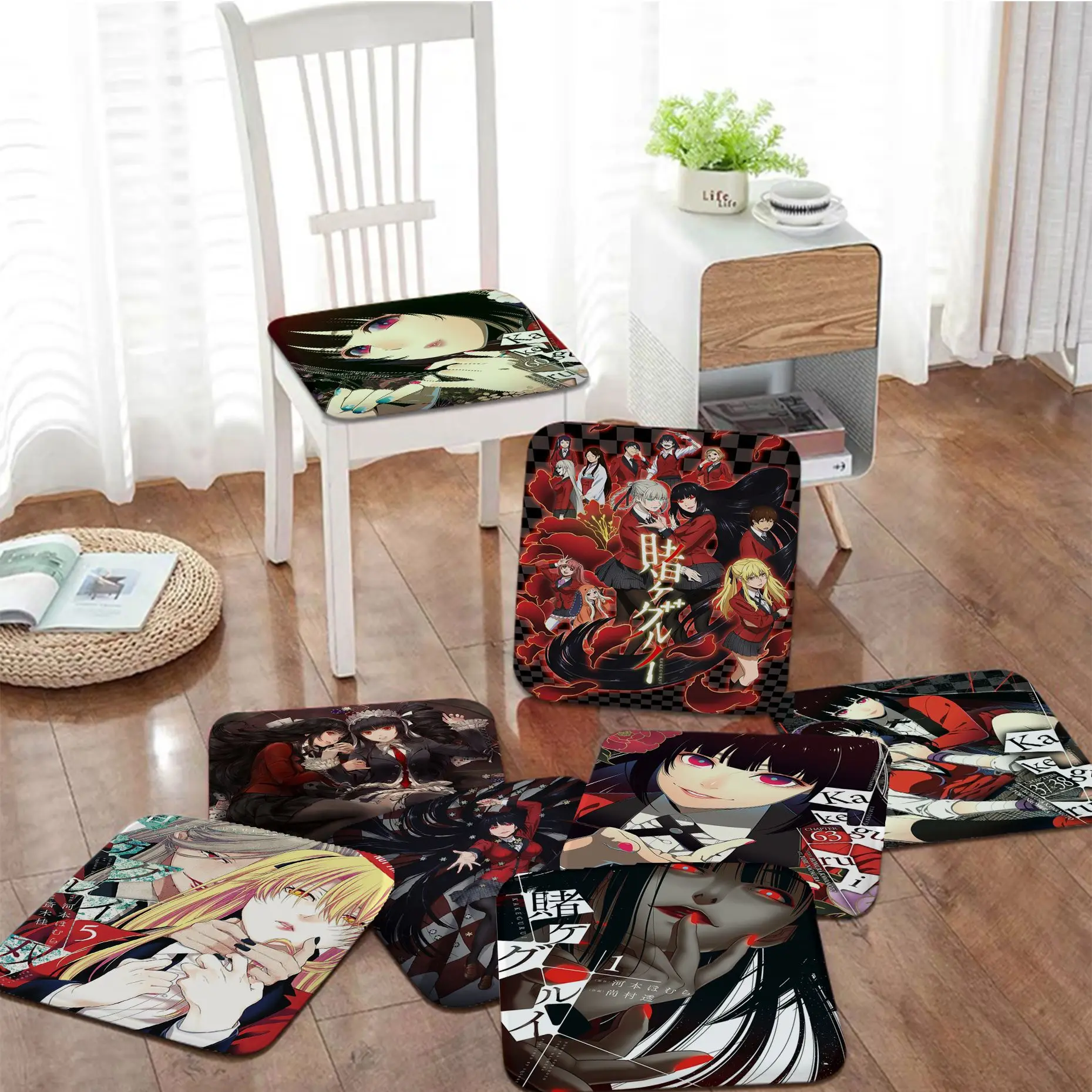 Kakegurui Tie Rope Seat Cushion Office Dining Stool Pad Sponge Sofa Mat Non-Slip Cushion Pads
