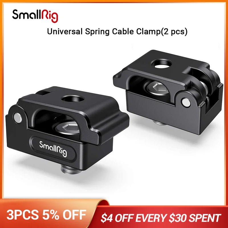 

Универсальный пружинный кабельный зажим SmallRig, зажим для кабеля крепится к L-пластине клетки и другим аксессуарам (2 шт.) MD2418
