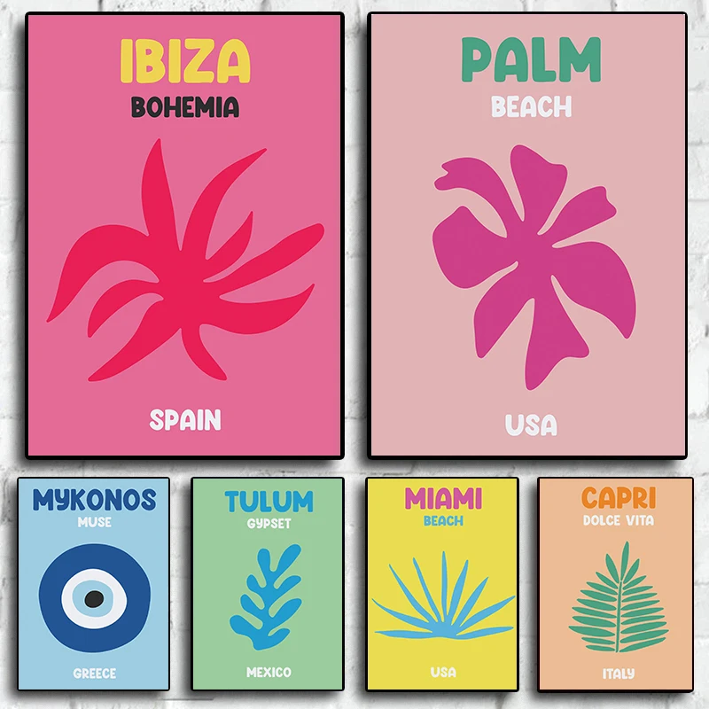 Плакаты Майами-Бич Ибица Капри Бонди миконо hd принты Картина на холсте
