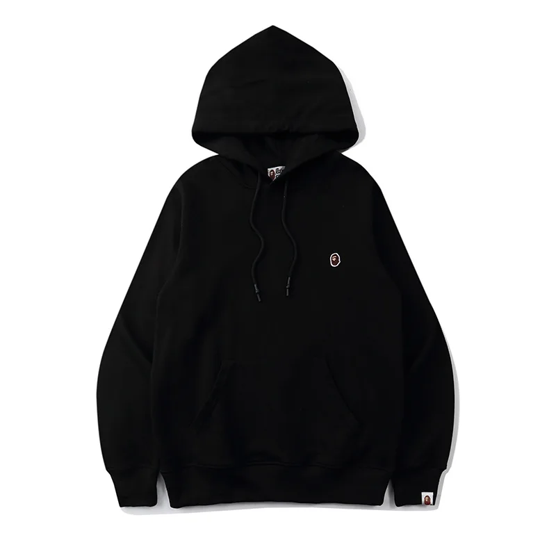 

Autumn Long Sleeve Cotton French Terry Embroidered Shark Pollover Hoodies For Men