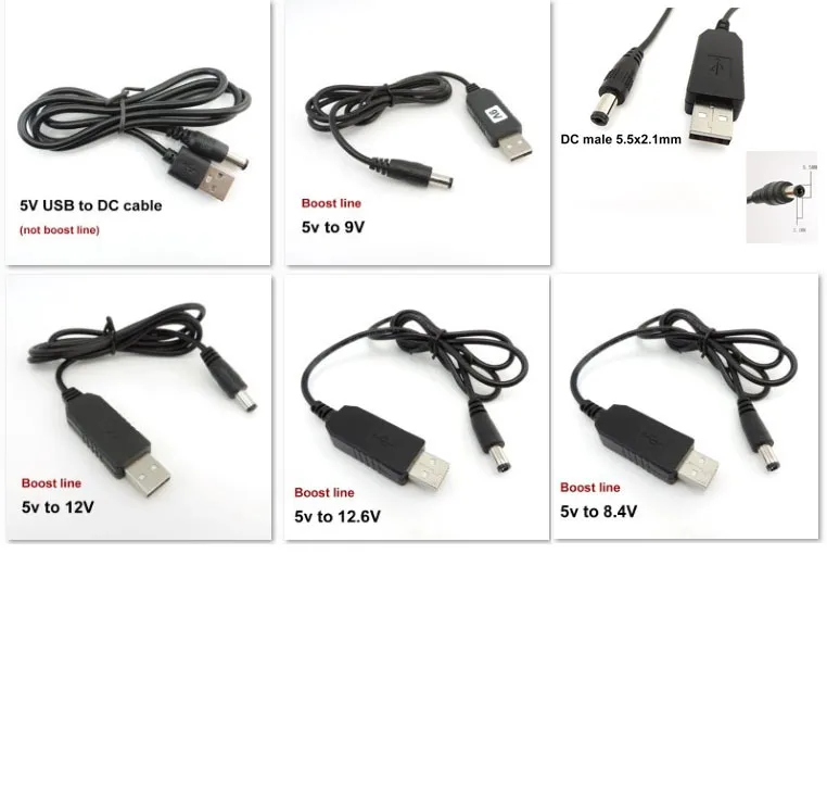 DC 5V to USB 9V 8.4V 12V 12.6V Step UP Module Power Boost Line разъем питания кабель-адаптер преобразователь
