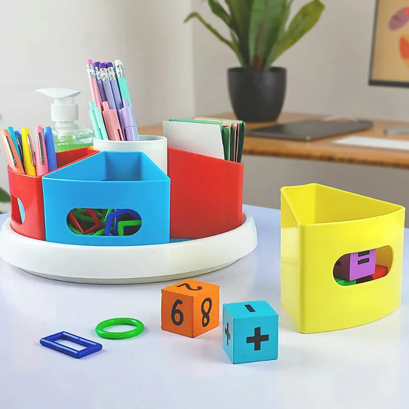 

Rotating Pen Crayon Storage Box 10/12inch 360° Rotatable Art Supply Organizer Reusable Portable Marker Desk Organizer for School