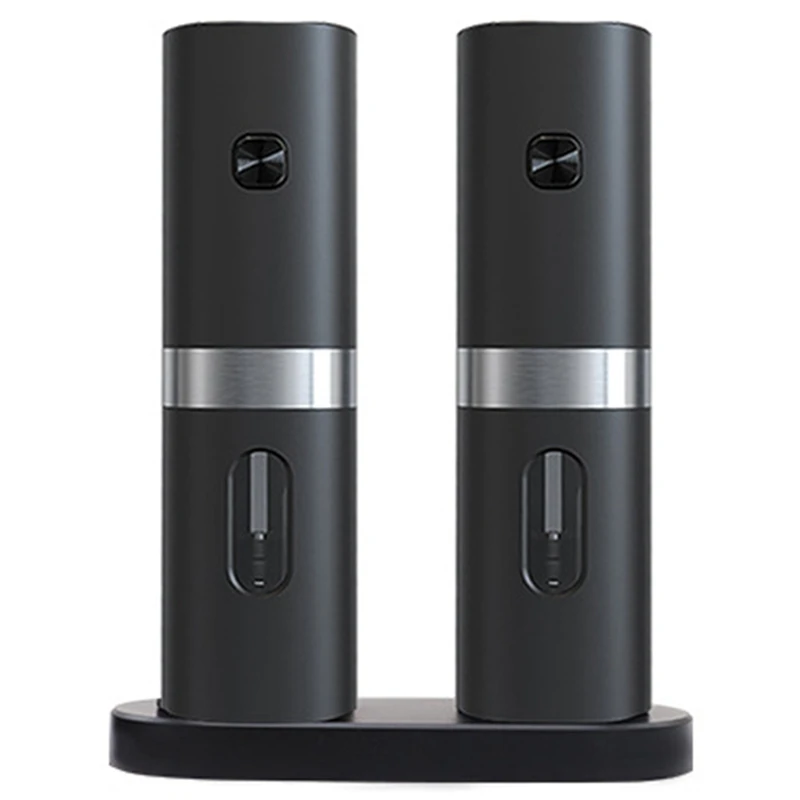 

Electric Salt And Pepper Grinder Set Rechargeable Salt Pepper Mill With Charging Base LED Light Adjustable Coarseness