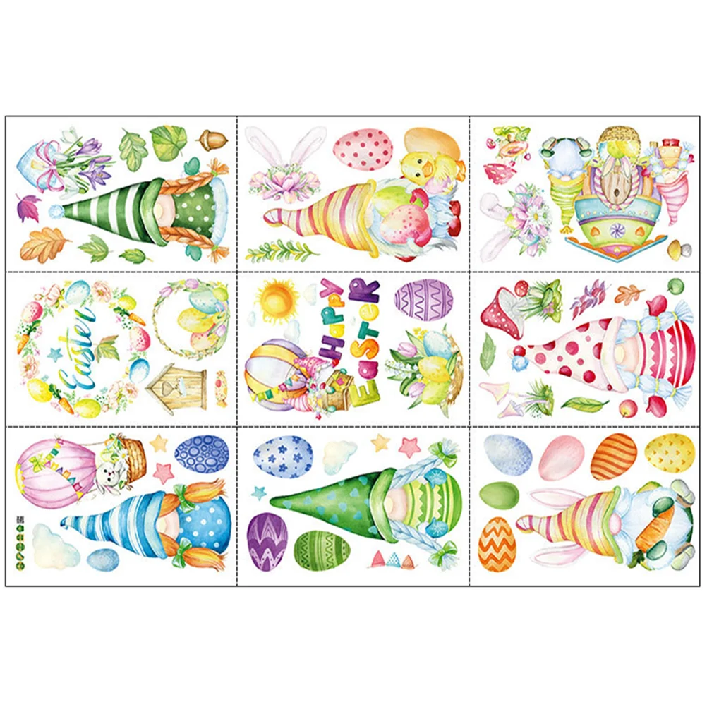 

1 Set Easter Gnome Egg Clings Party Window Stickers Party Decorations Easter Supply