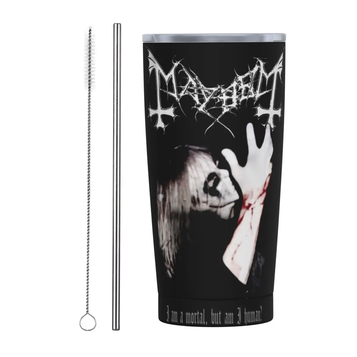 

Mayhem мертвой черный металлический изолированный стакан с соломинкой и крышкой из нержавеющей стали дорожная кофейная кружка 20 унций кружки для смузи чая чашка