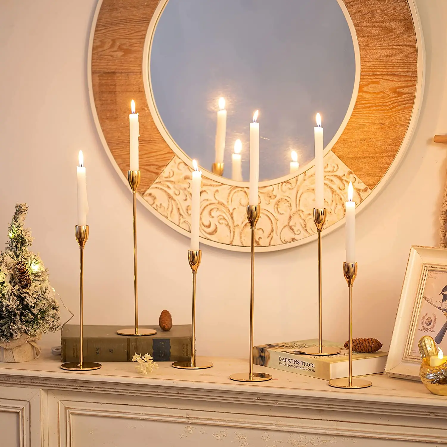 

24/12/3Pcs Metal Candle Holders Gold Candlestick Holder Set Taper Candle Stand Exquisite Candelabra for Party Wedding Dinning