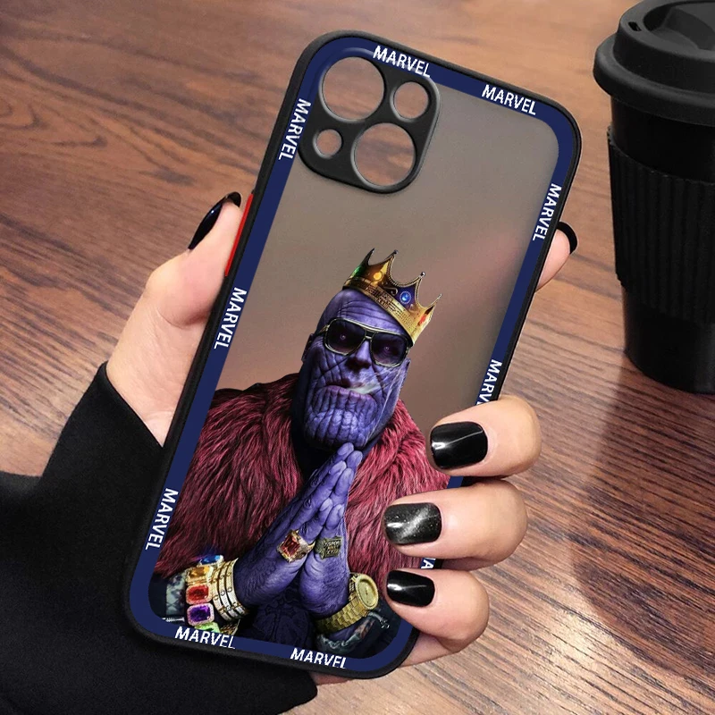 

Marvel Avengers villain Thanos Phone Case For iPhone 14 13 12 11 XS XR Pro MAX 8 7 6 Plus Frosted Translucent Matte Cover