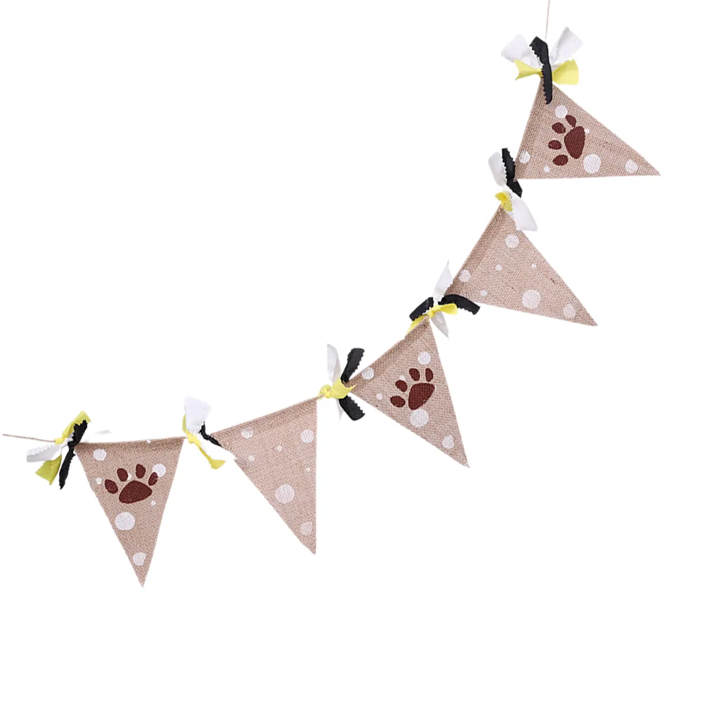 

1PC Hanging Banner Footprints Linen Bunting Banner Pennant Party Supplies for Home Decor Dog Dog Party