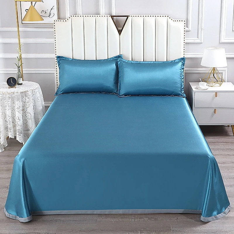 

High End Summer Ice Silk Bed Mat 2-3 Pcs Sets Luxury Solid Color Cool Summer Mats for Bed Washable Cooling Bed Sheet Set Cools