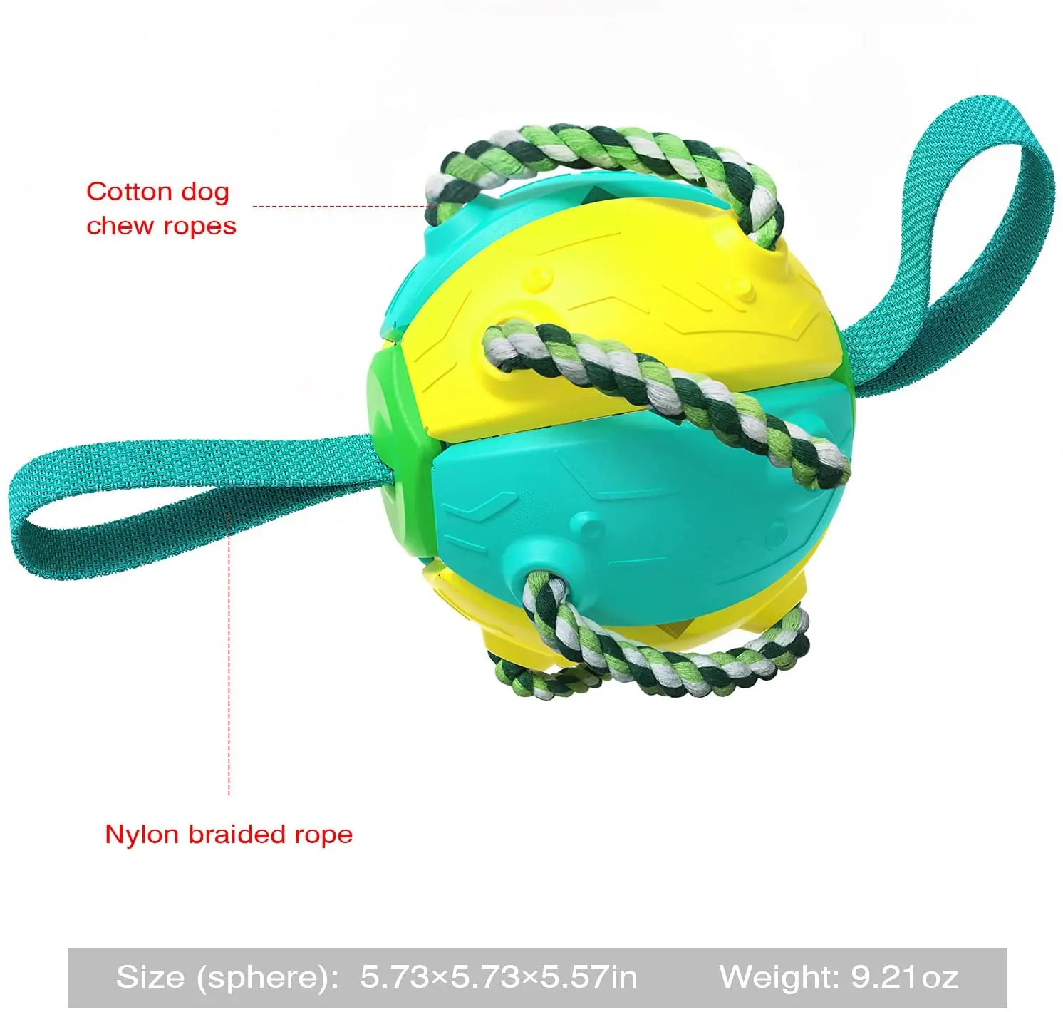 

Dog Toys Football Flying Disc with Grab Pieces and Ropes Dog Water Interactive Toys for Tug of War