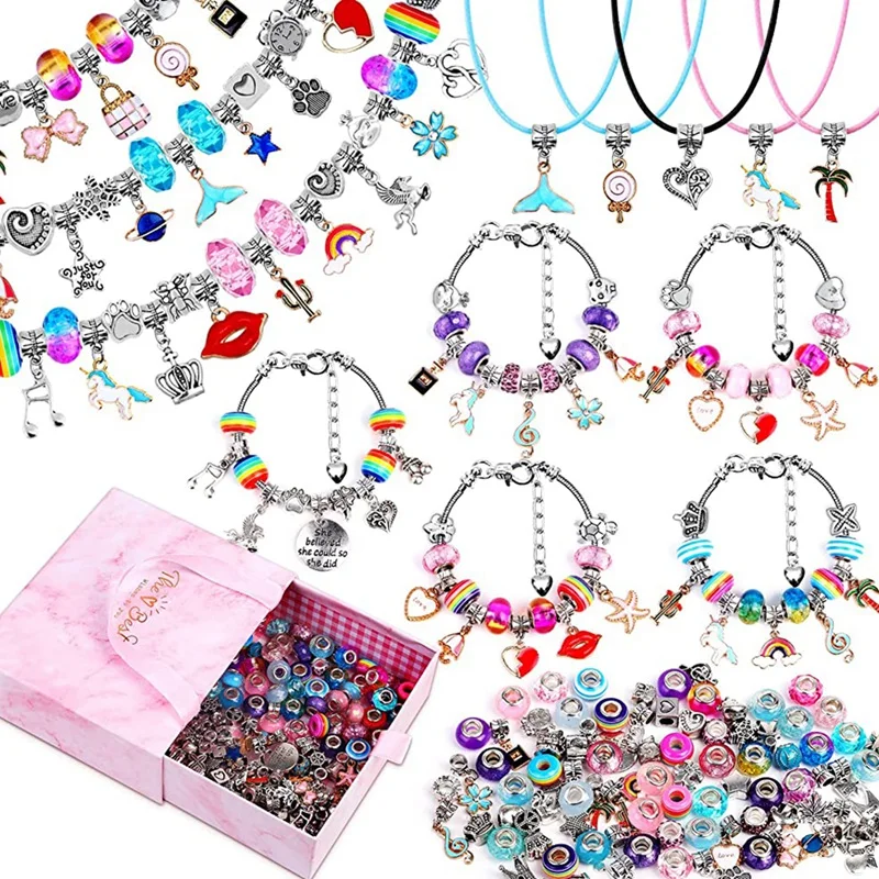 

150 Pcs Charm Bracelet Making Kit Charm Bracelets Jewelry Making Kit With Beads Bracelets Charms Necklace DIY Crafts Set