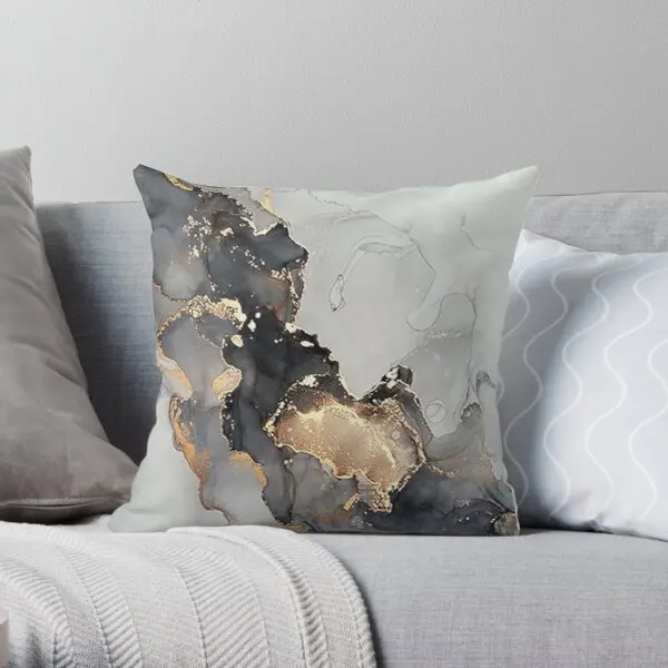 

Marble Gray Black Gold Printing Throw Pillow Cover Square Throw Anime Car Case Wedding Decorative Waist Pillows not include