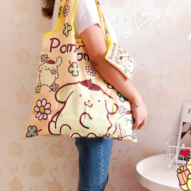 

Kawaii Sanrio My Melody Kuromi Cinnamoroll Мультфильм большая Экологически чистая складная сумка для покупок симпатичная сумка многоразовая сумка для пикник...