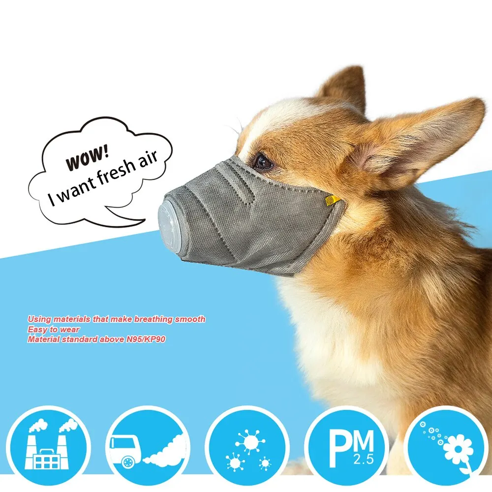 

3Pcs Dogs Anti-fog Haze Masks Anti Dust Gas Pollution Muzzle Dog Face Mouth Breathable Cover Pet Respiratory PM2.5 Filter Set