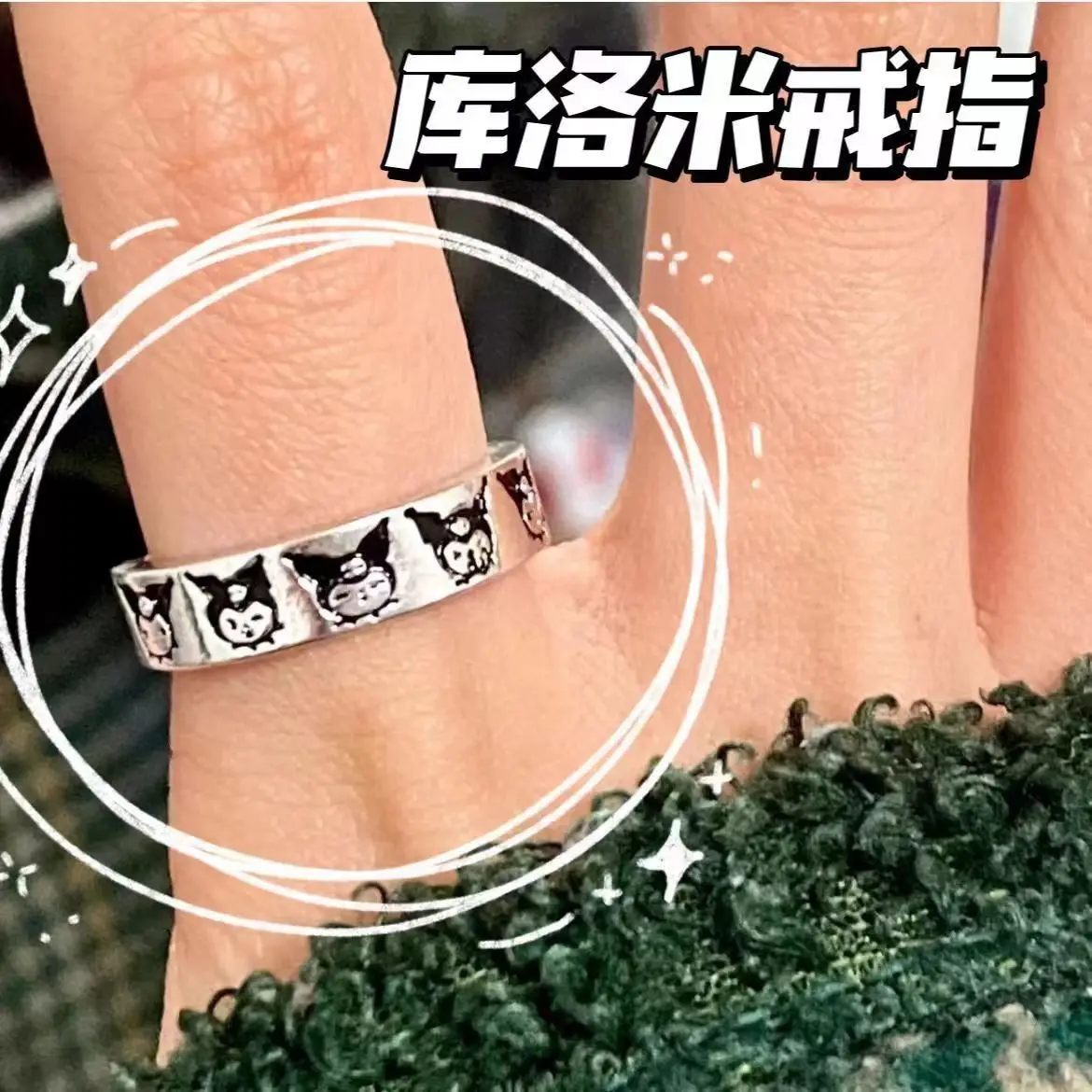 

Sanrio Kuromi Hello Kitty Cinnamoroll Rings Simple Design for Women Original Cartoon Anime Hello Kitty for Girls Jewelry Ring