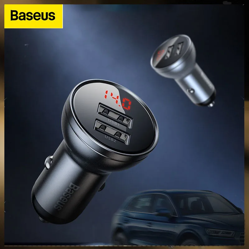 

Baseus Dual USB Car Charger 4.8A 24W Fast Charging 2 Port USB Phone Auto Charger Adapter for Mobile Phone Tablet Car Charge