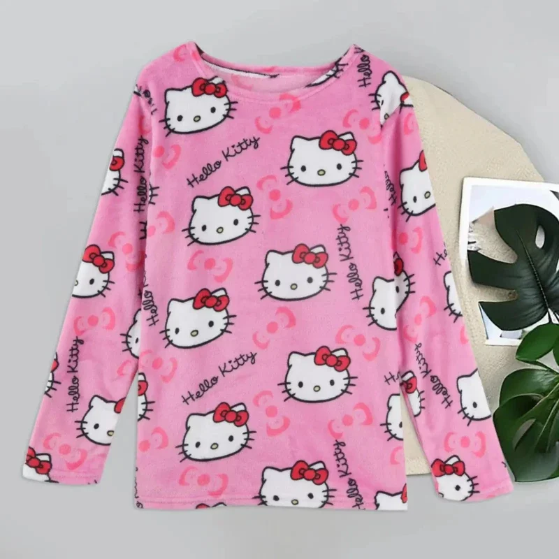 2 шт. Sanrioed Hello Kittys Kawaii комплект домашней одежды свободные фланелевые женские