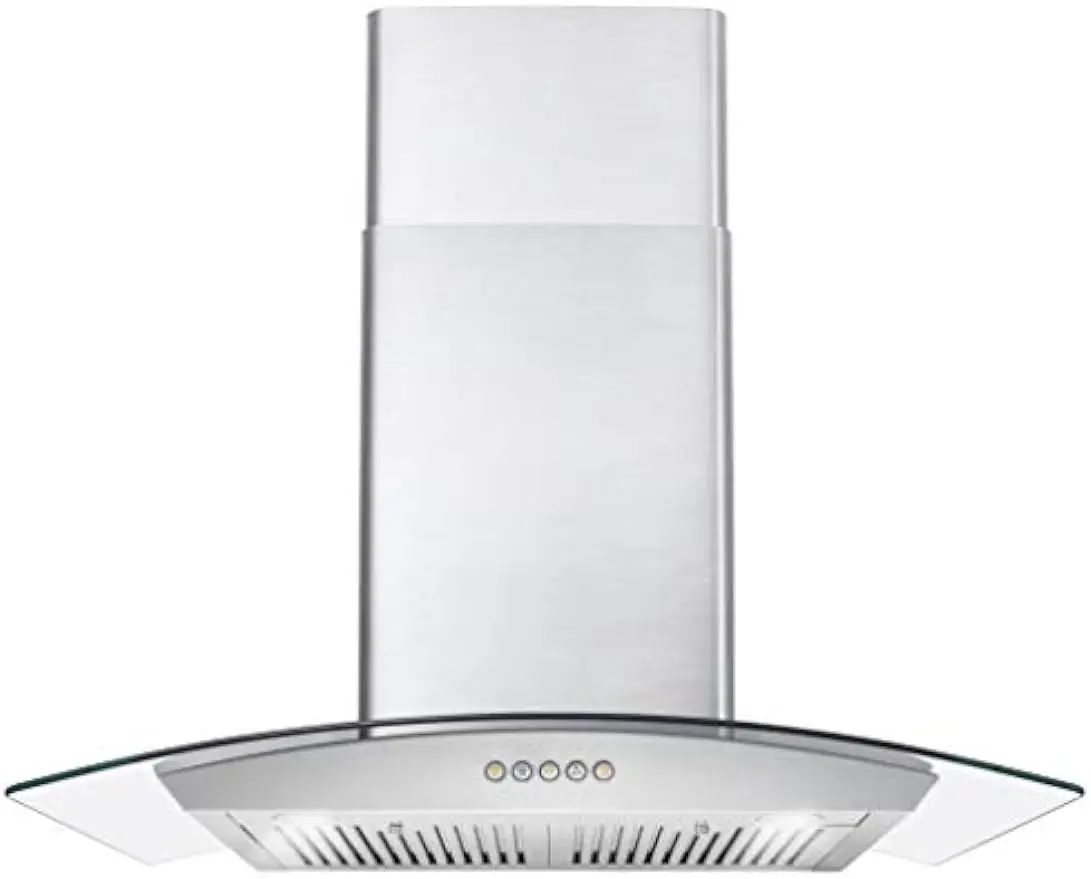 

COSMO 668A750 Wall Mount Range Hood 380-CFM with Ducted Glass Chimney Kitchen Stove Vent, LED Light, 3 Speed Exhaust Fan