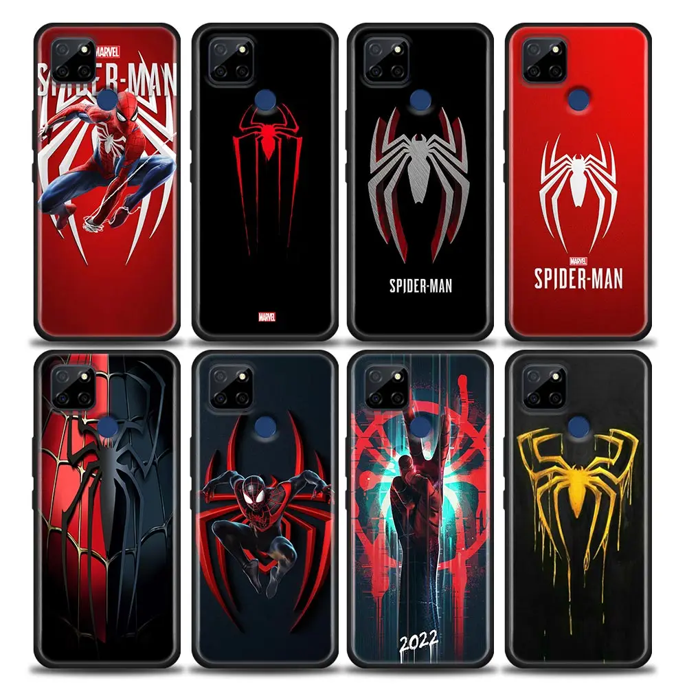 

Phone Case for Realme Q2 C20 C21 V15 8 Case C25 GT Neo V13 5G X7 Pro Ultra C21Y Case Silicone Cover Marvel Spaiderman with Logo
