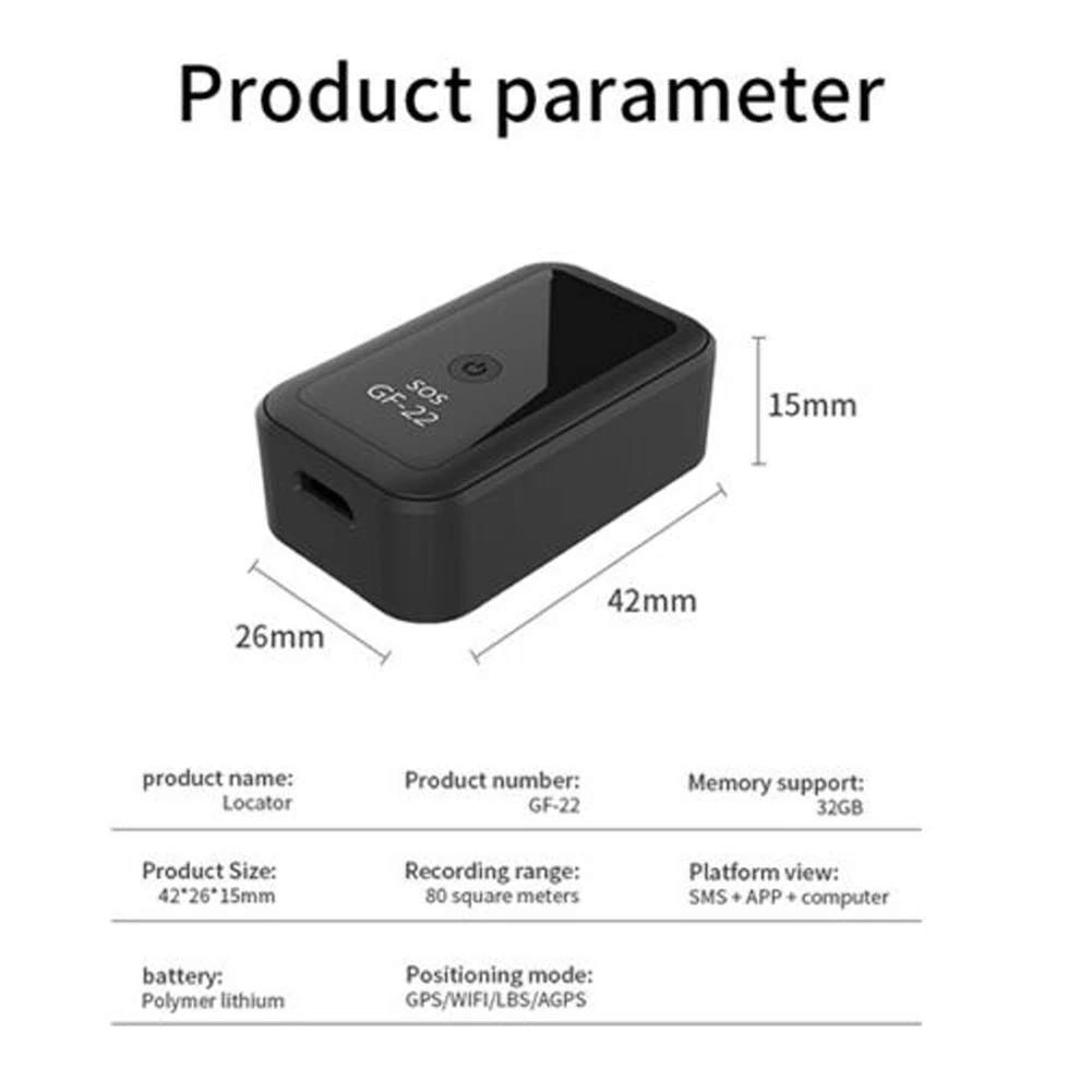 Gf22 магнитный GSM микро-Тип Gps-трекер местоположения в режиме реального времени