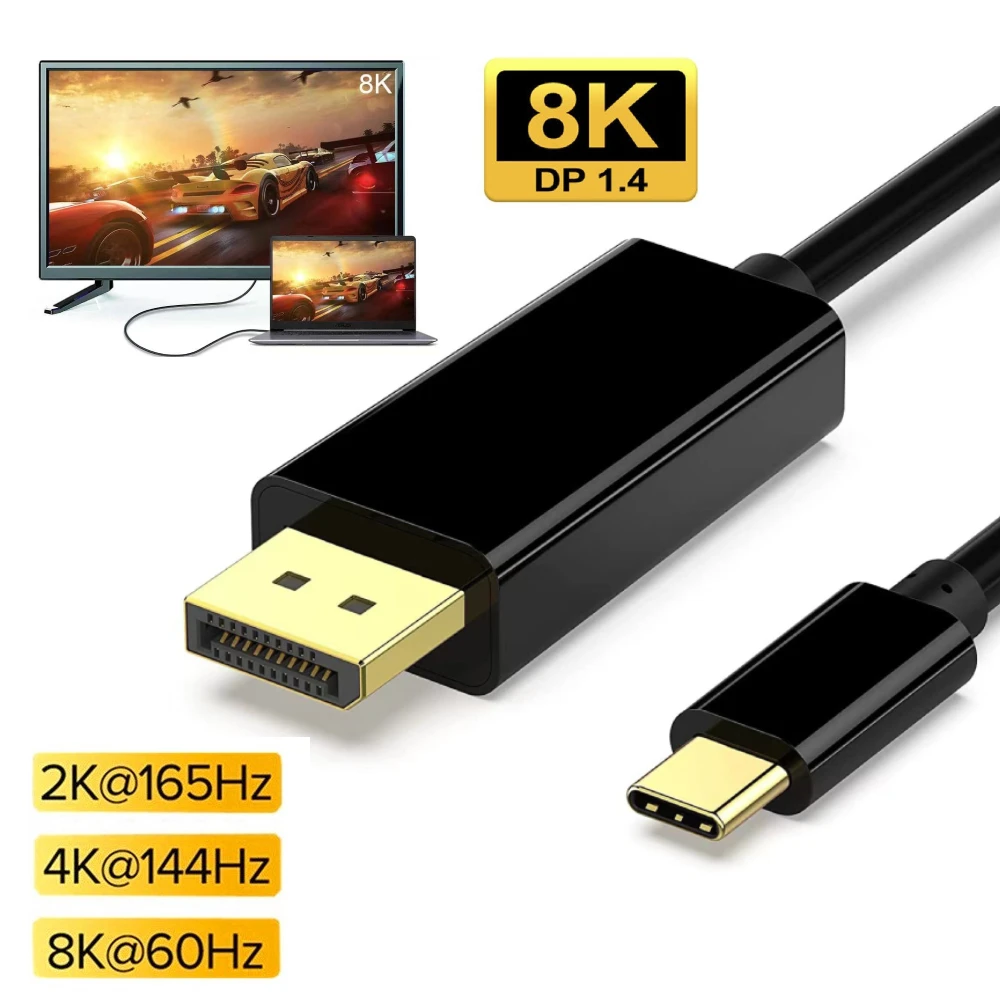 

Кабель USB C к DisplayPort 8K @ 60Hz DP Type C для порта дисплея 1,4 кабель Thunderbolt 3 к DP Для MacBook Pro Samsung S21 Huawei
