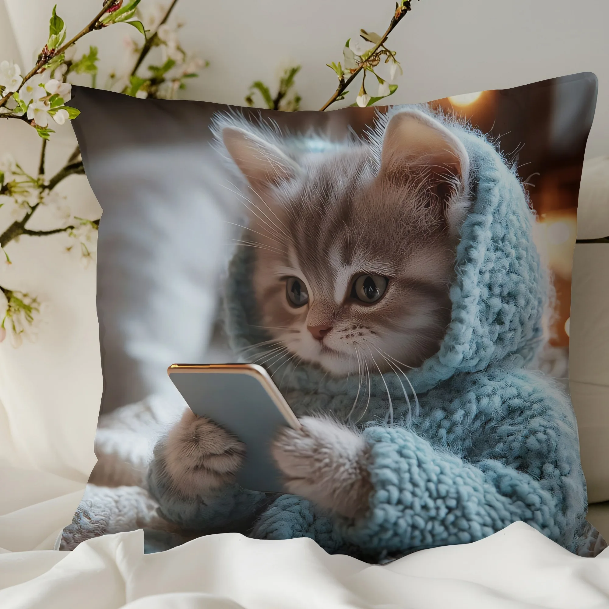

Наволочка милый котенок полиэстер велюр