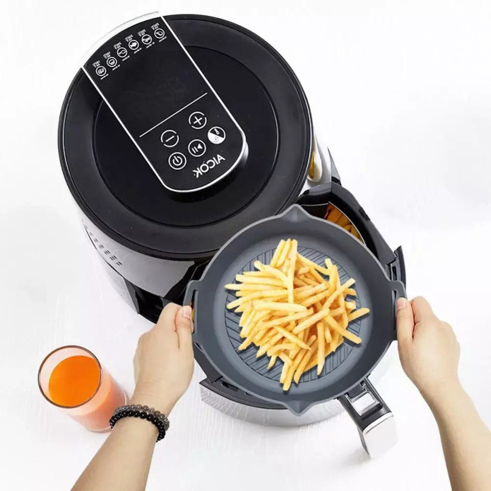 

Silicone Pot For Airfryer Reusable Air Fryer Baking Basket Pizza Plate Fried Chicken Grill Pot Silicone Pad Kitchen Accessories
