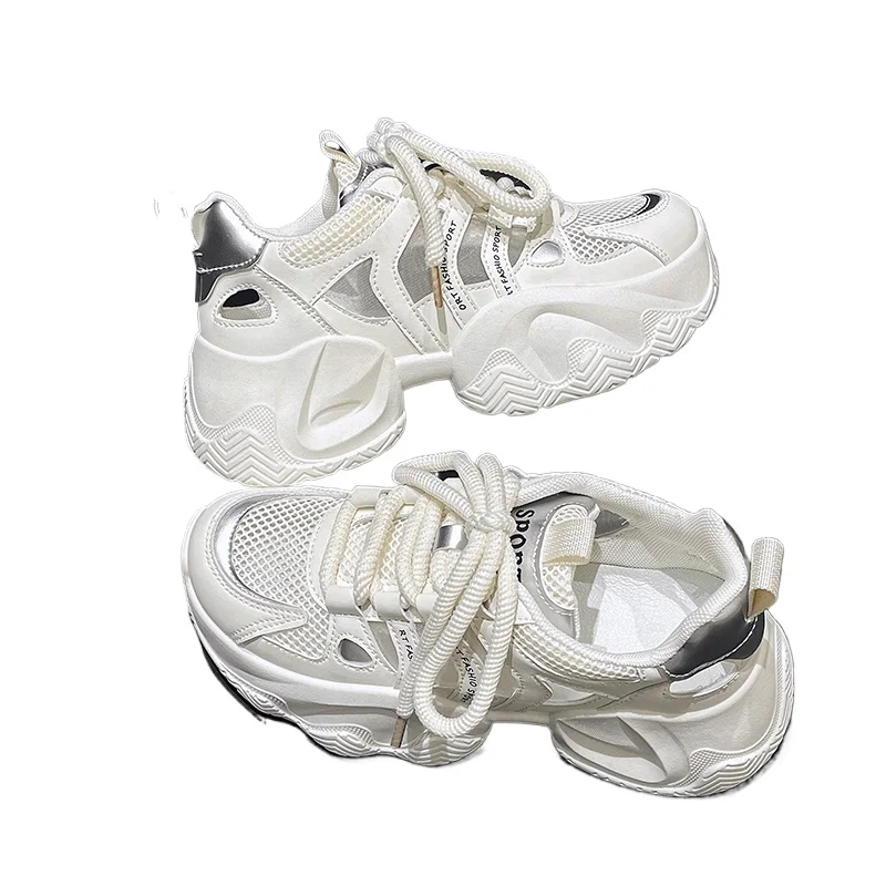 Женские однотонные кроссовки со шнуровкой летние дышащие удобные с