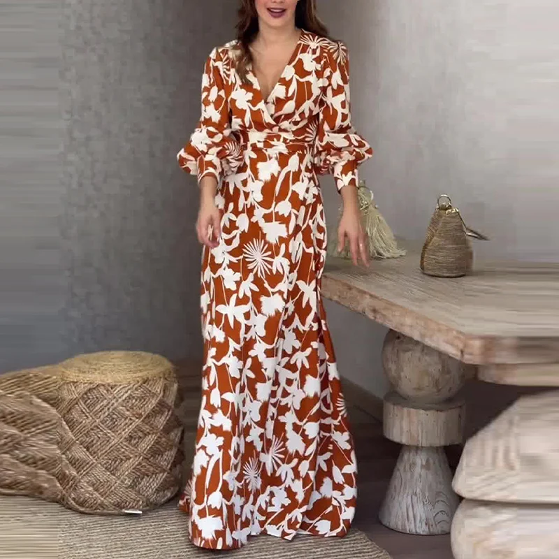 Элегантное платье с принтом на шнуровке новое осеннее Повседневное высокой