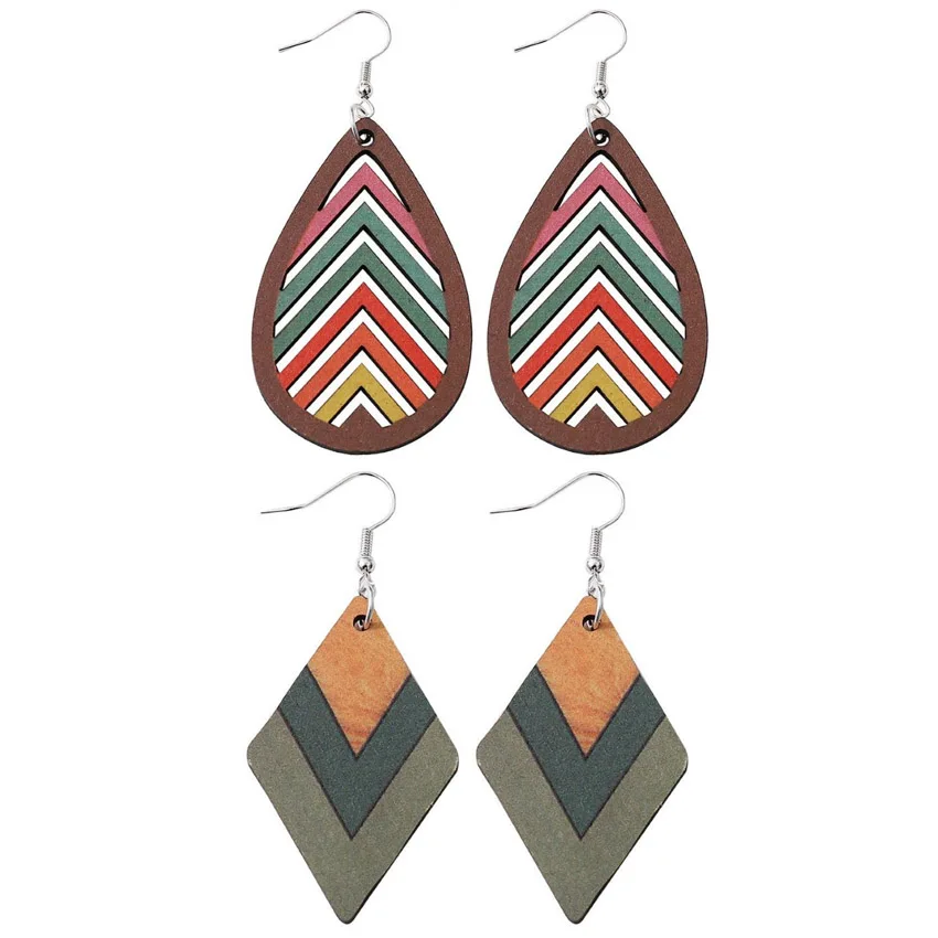 Лазерная вырезка дерева в форме капли искусственное украшение для женщин