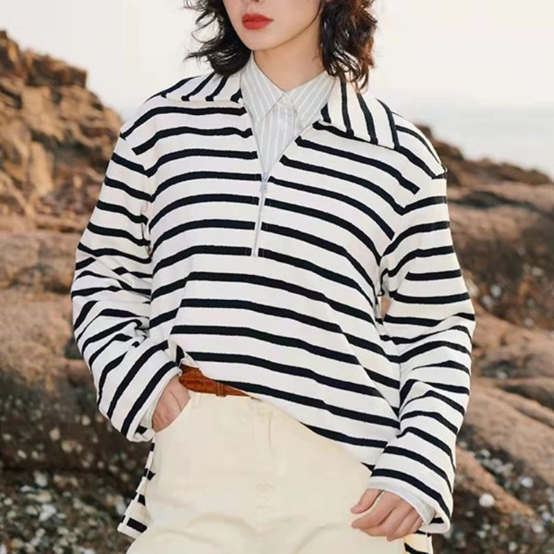 

Женская футболка с длинным рукавом и полосками, на осень и зиму