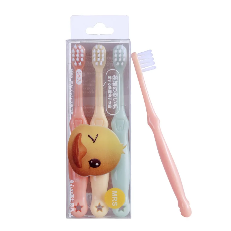 

3 PCS Duck Children's Toothbrush Feather Soft Filament Soft Bristle Toothbrush Cartoon Baby Toothbrush 3-5 Years Old