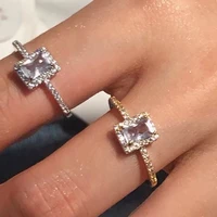 luxury square cubic zircon rings for women girls micro paved open adjustable ring bridal engagement party jewelry accessories