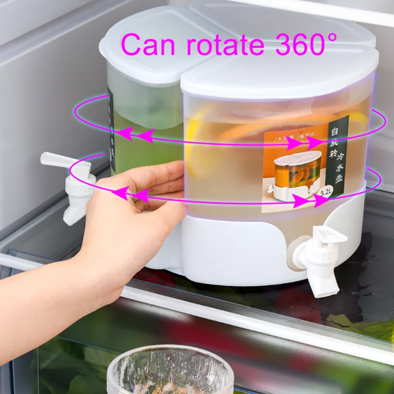 

3 in 1 Rotated Beverage Drinking Dispenser With 3 Tap Detachable Fridge Cold Kettle Water Bottle Portable Drinkware Container