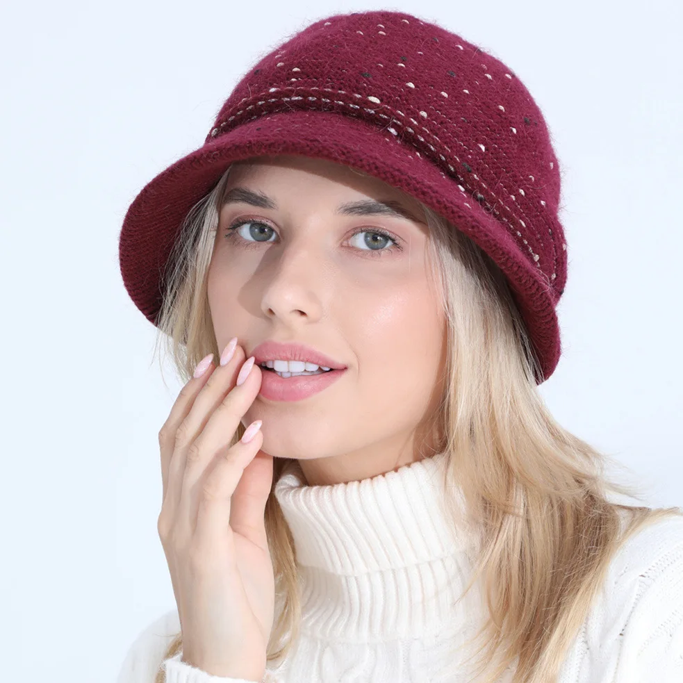 

High Quality Women Knitted Hat New Autumn Winter Color Mixing Warm Ball Knitted Hat Soft Lady Woolen Hat RYXMAO79