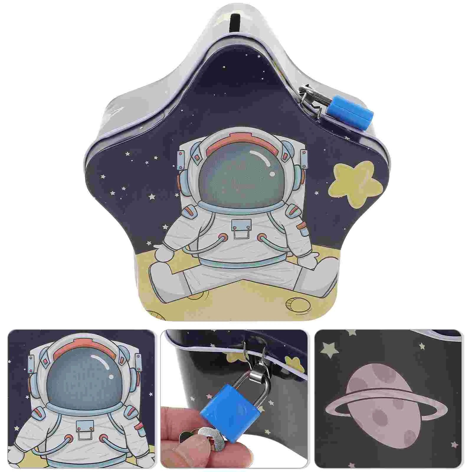 

Bank Piggykids Star Money Girls Tinplatebox Shaped Storage Saving Astronaut Pot Novelty Cash Gift Portable