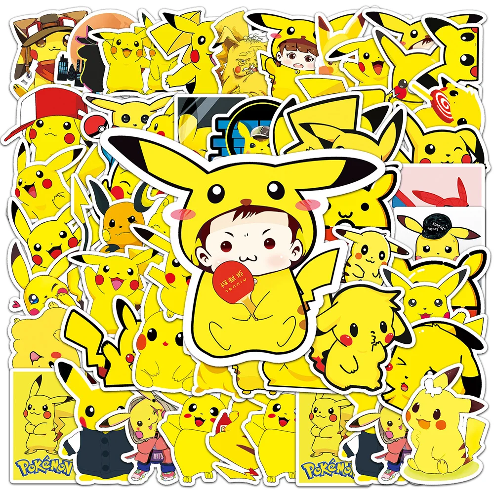 

10/30/54pcs Cartoon Pokemon Pikachu Stickers for Laptop Phone Case Skateboard Luggage Waterproof Cute Kids Sticker Toys Decals