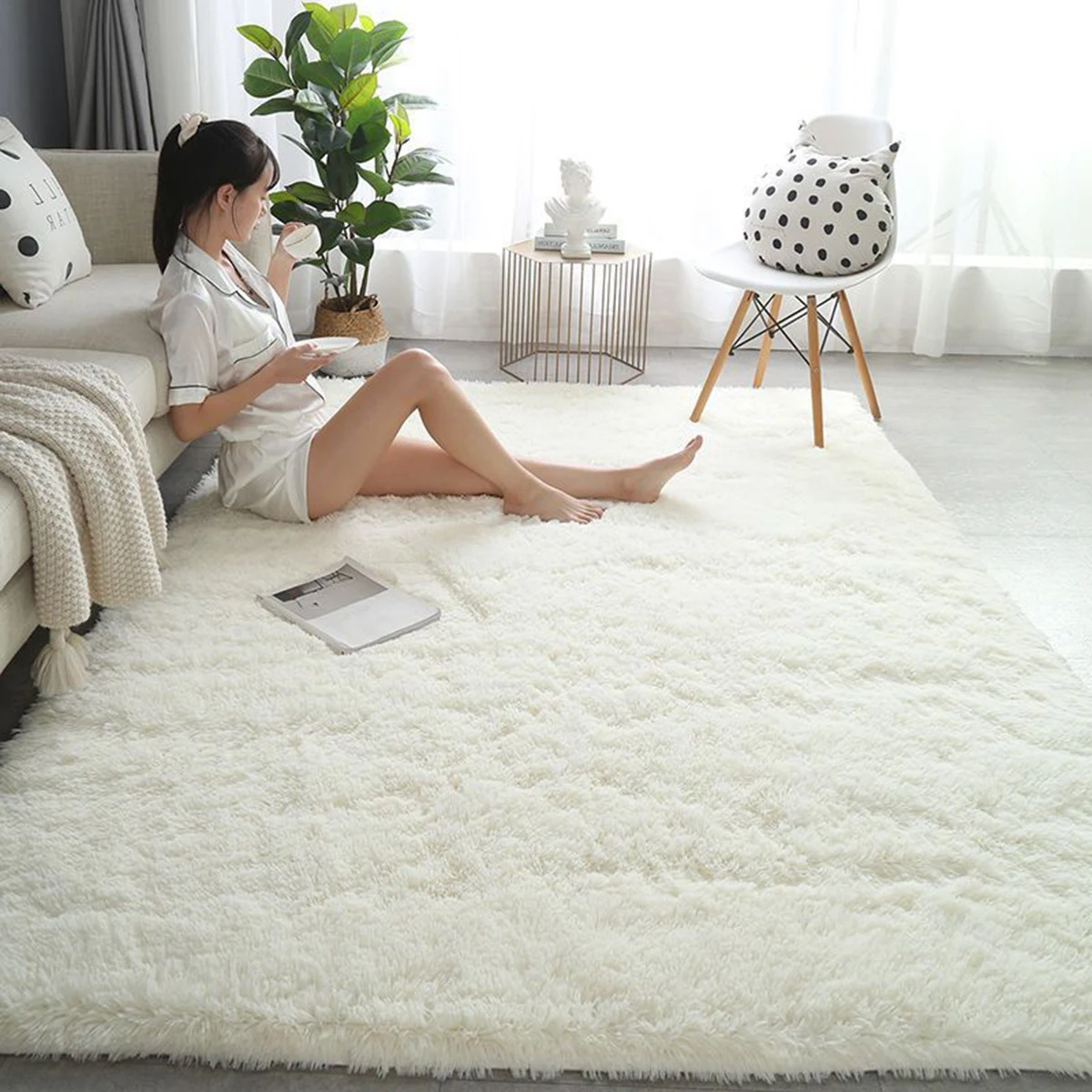 Плюшевый ковер подходит для гостиной белые мягкие пушистые ковры спальни ванной