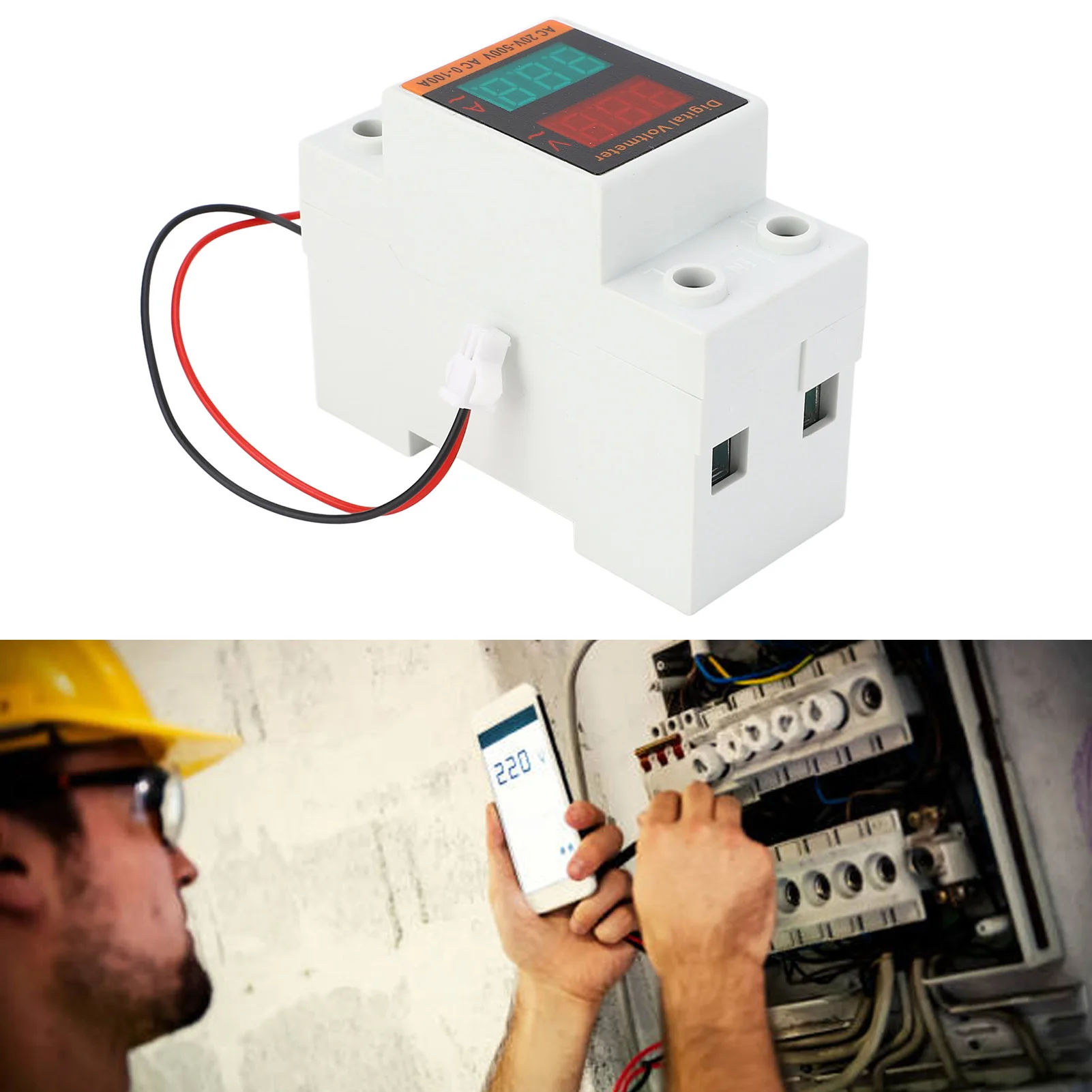 AC20 ‑ 500V 0 100A Вольтметр Амперметр Светодиодный дисплей Тип рельса Высокоточный