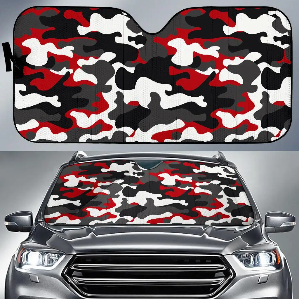 

Red Snow Camouflage Print Car Sun Shade