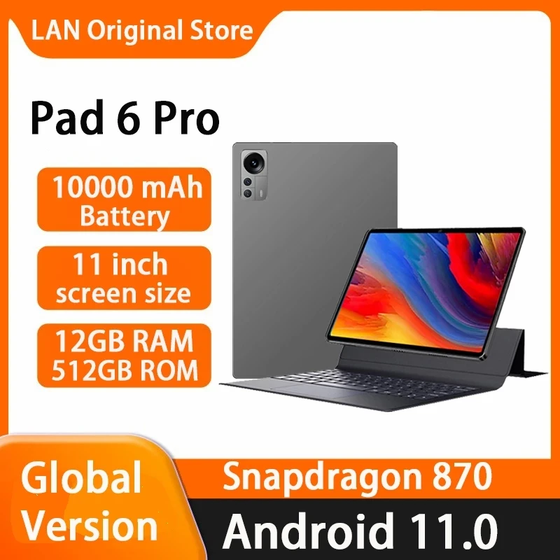 

Планшет с 10,1-дюймовым экраном, Snapdragon 2023 HD 870*2560, Android 11, 1600 мАч
