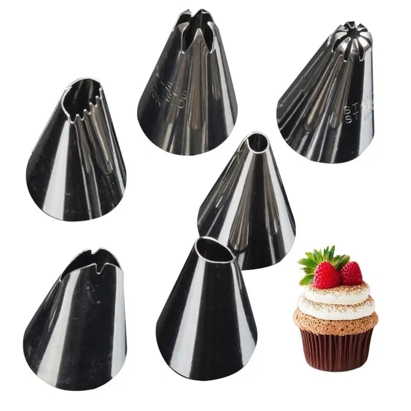 

Piping Tips Set 6 Pcs Piping Nozzles For Cookies Stainless Steel Flower Frosting Tips Cake Decorating Supplies Kit For Cupcake