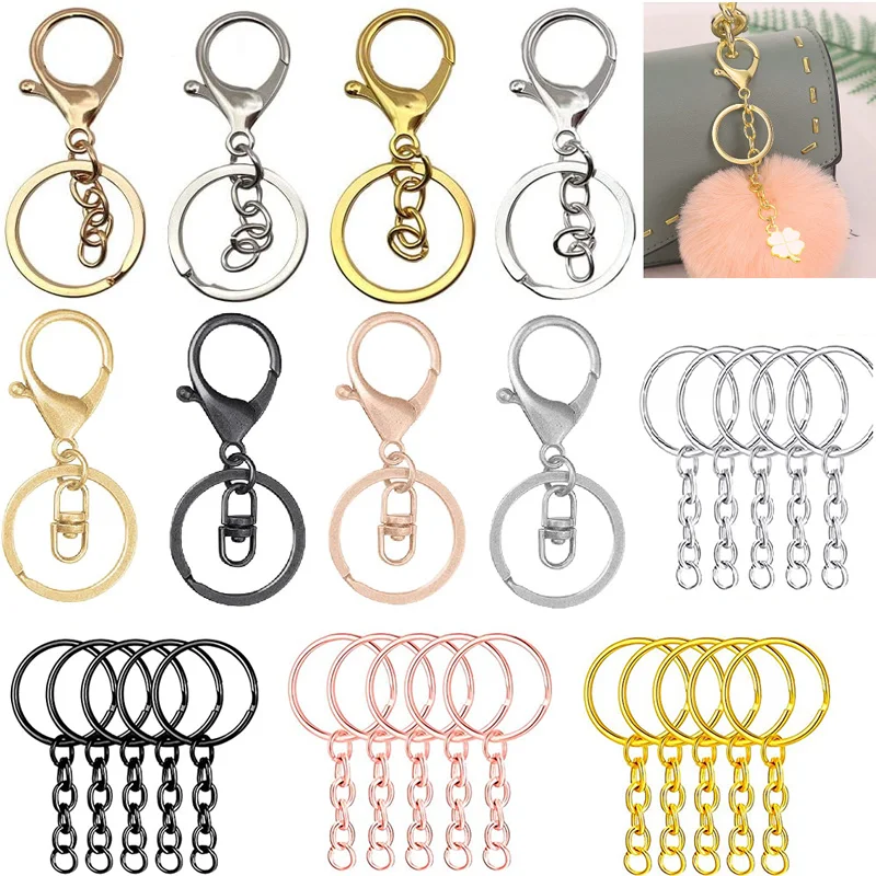 

4/8Pcs Lobster Clasps Extension Chain Buckle Swivel Snap Hooks Key Chain Clip Hook Lobster Claw Clasp for DIY Lanyard Key Rings