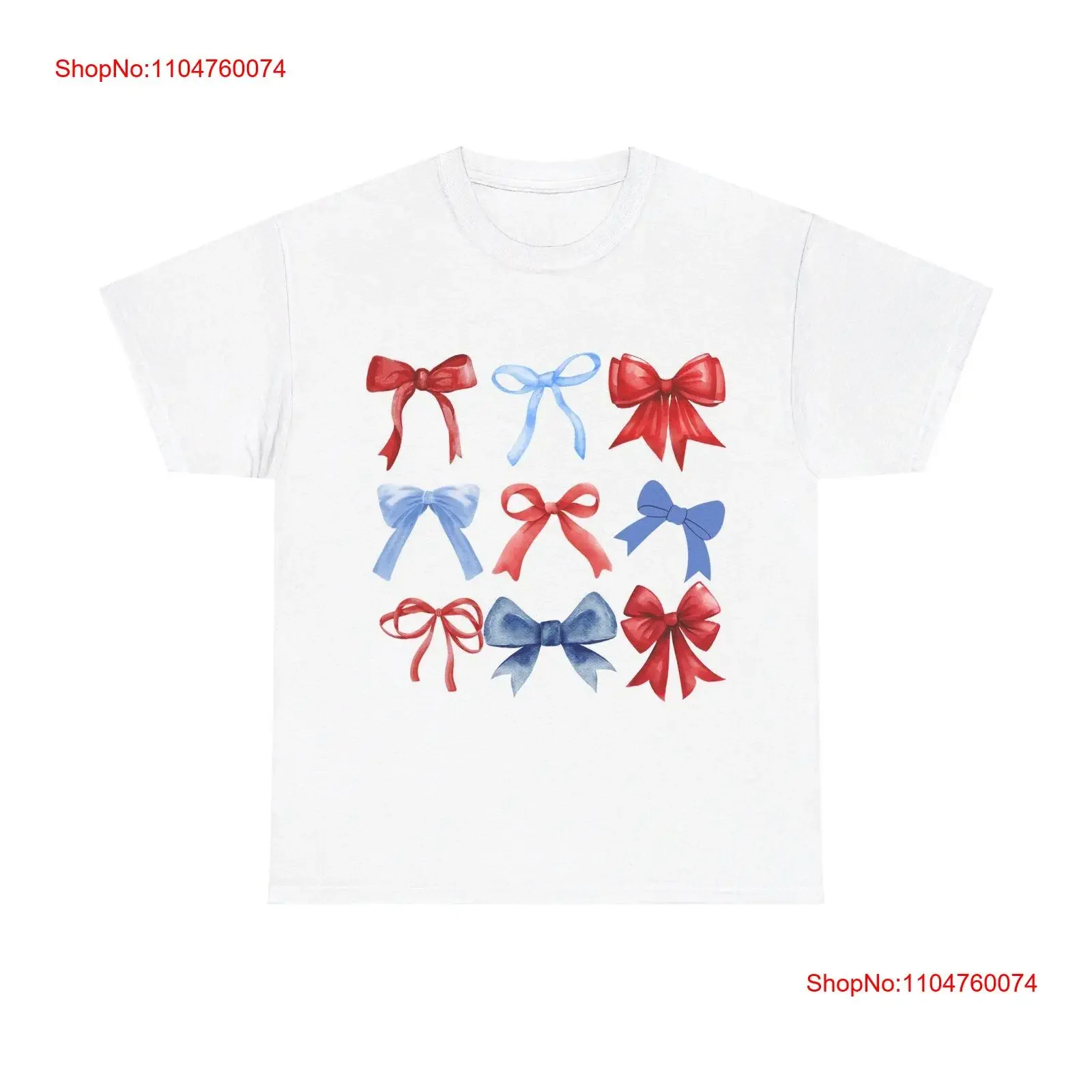 Фото Красная, белая, синяя футболка с бантом Coquette Bows USA Shirtn s Girls, винтажная стираная дизайнерская одежда, растянутая унисекс, домашняя уличная одежда №1