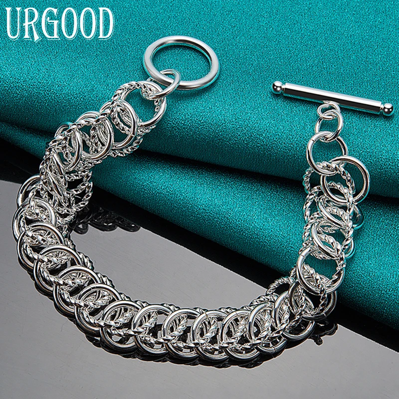 

925 Sterling Silver Geometry Multicycle Chain Bracelet For Women Men Party Engagement Wedding Fashion Jewelry