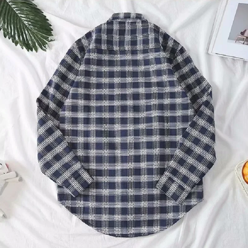 Plus Velvet All-match Long-sleeved Plaid Shirt Men's Winter Thick Style Korean Casual Hong Kong Style Shirt Student Loose Jacket