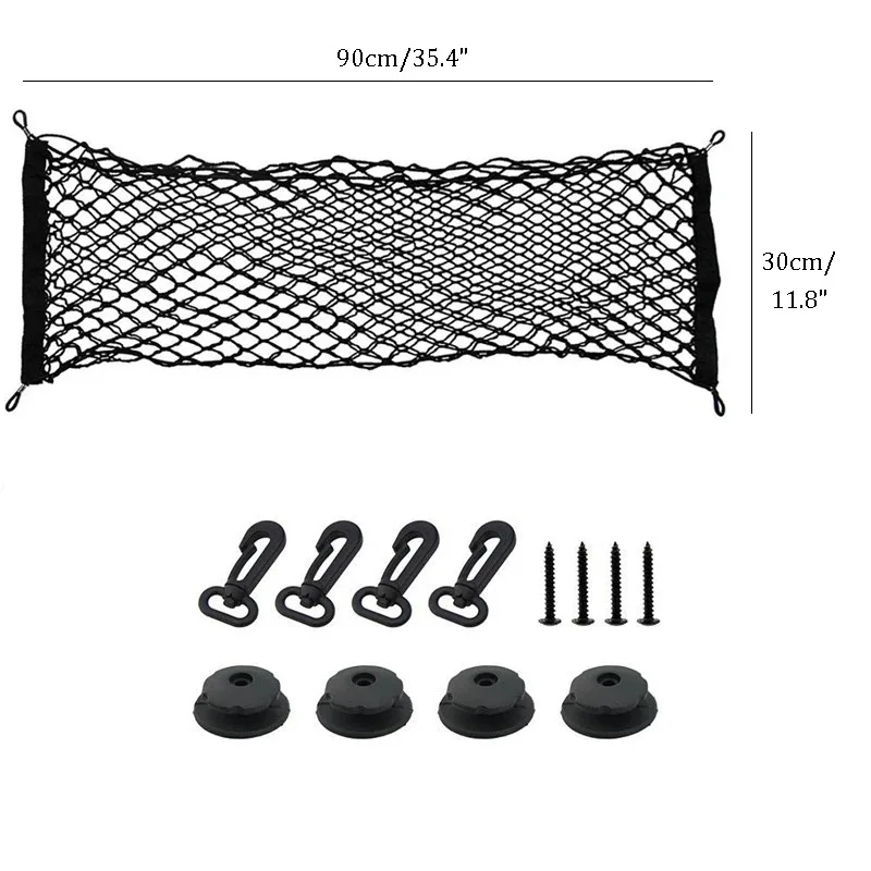 

Автомобильный багажник, задняя эластичная нейлоновая сетка для хранения багажа, 90x30 см/40x110 см, сетчатый держатель с 4 пластиковыми крючками и карманами