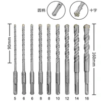 9pc round handle cross electric hammer bit cemented carbide two pit two groove impact bit wall opening concrete drilling